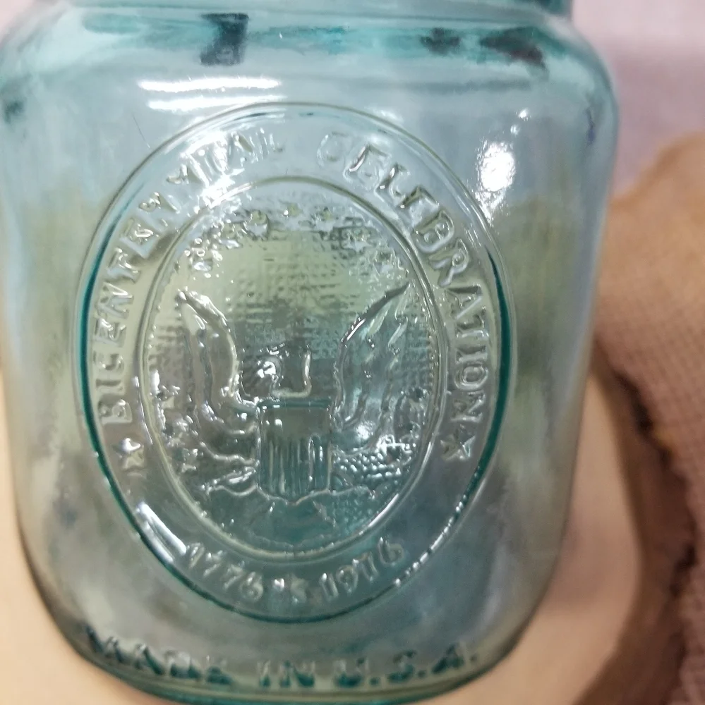 Vintage Bicentennial Ball Ideal Aqua Mason Jar - Picture 4 of 9
